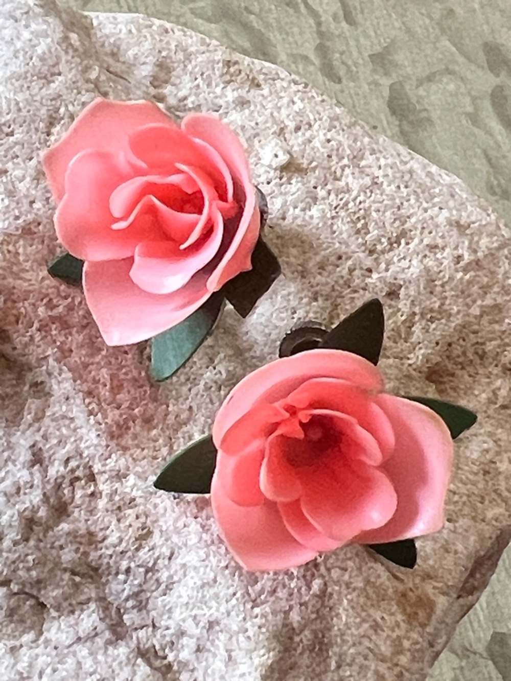 Vintage 1950’s Coral Rose Earrings.